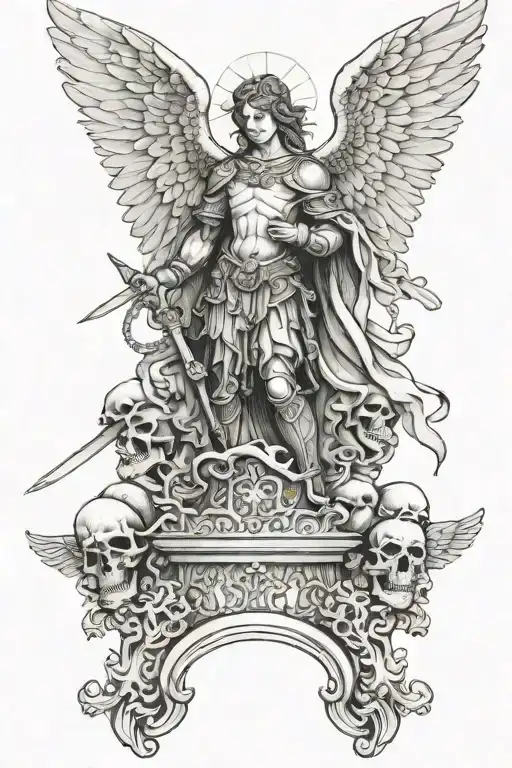 St Michael Angel With Skulls Instead