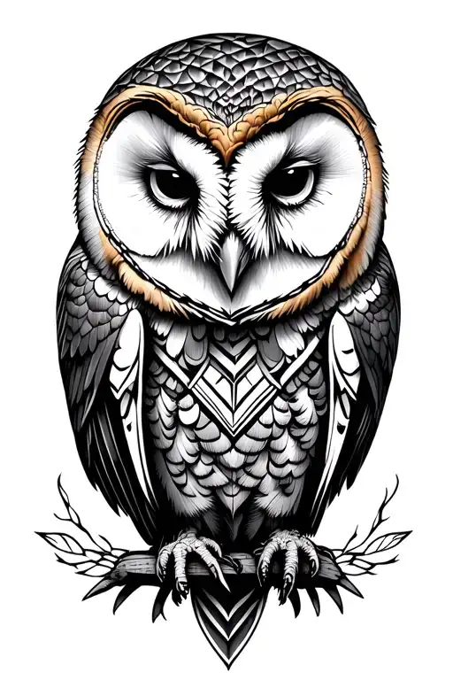 Barn Owl Surrounded By Geometric Patterns