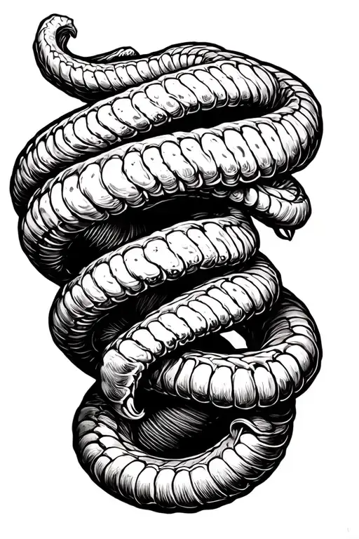 Giant Worms Wrapped Around A Bone Knife