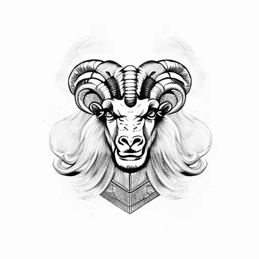 Aries Ram With Sketched Sparton Helmet