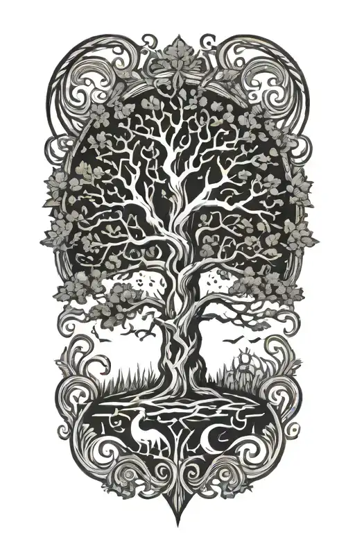 Vikings And Oak Tree