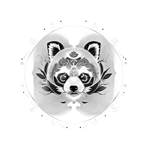 A Yin And Yang Symbol But Composed Of A Red Panda And Leaves