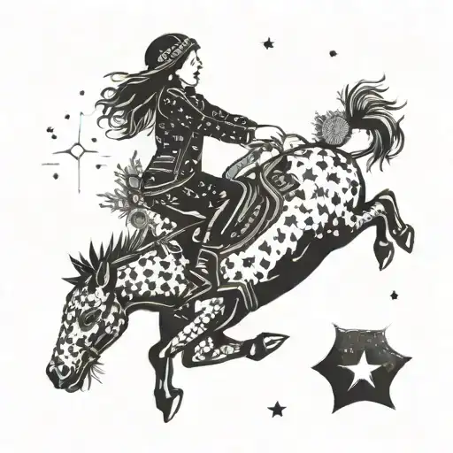 A Female Rider Gracefully Jumping Over A Cactus Under A Starry Sky