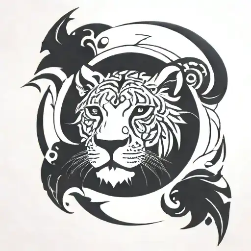 Polynesian-inspired Lioness Silhouette With Warrior Symbols Hidden Within The Design