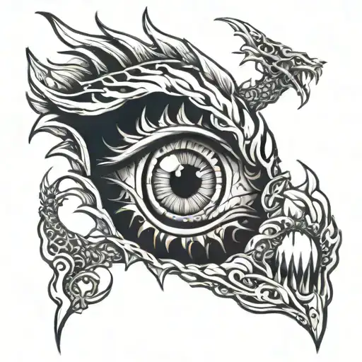 Eye And Dragon Breathing Fire