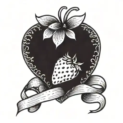 A Heart-shaped Strawberry With A Heartbeat Line Wrapping Around It Like A Ribbon