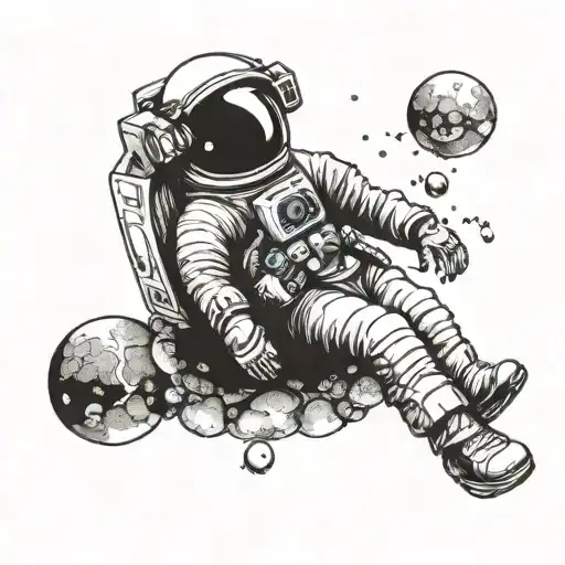 Sad Astronaut Lost In Space In Horizontal Pic