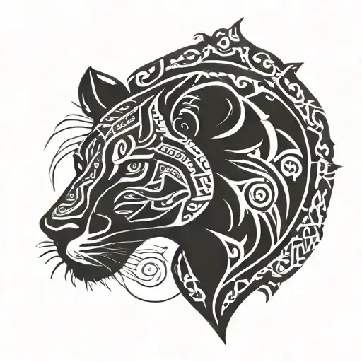 Polynesian-inspired Lioness Silhouette With Warrior Symbols Hidden Within The Design