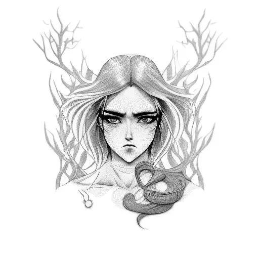 A White Woman With A Normal Face Black Hair But A Scar In Her Face And Deep Eyes Anime Stylr