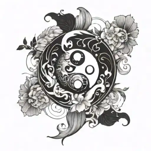 A Yin Yang Symbol With A Twist Incorporating Anime Characters