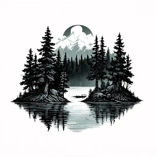 Forest And Lake Blackvork