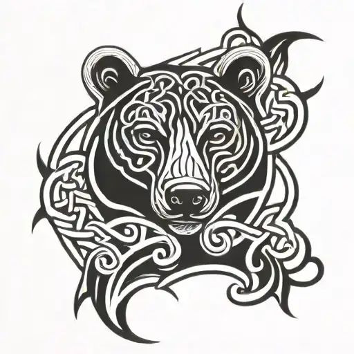 A Celtic Knotwork Design Incorporating A Bear Motif