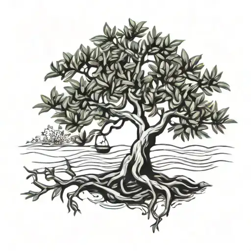 Olive Tree With The Branches Forming A Anchor