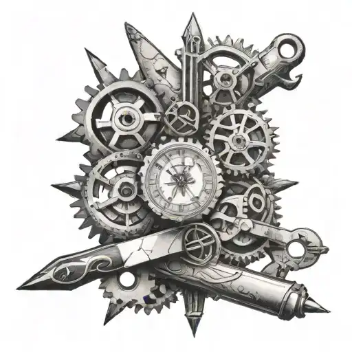 Intricate Surgical Tools Intertwined With Clock Gears