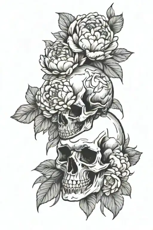 Peonies And Skull