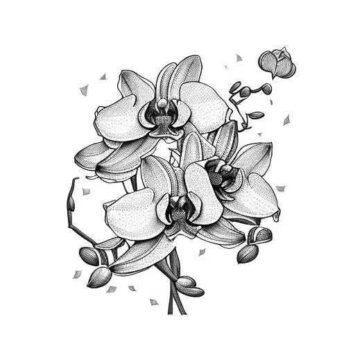 A Majestic Orchid Blooming Among A Lush Garden Of Flowers And Trees