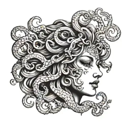 Face Tattoo With Medusa