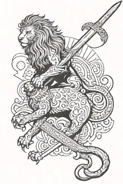Persian Lion Filipino Sun Aggressive Lion Sword Stars