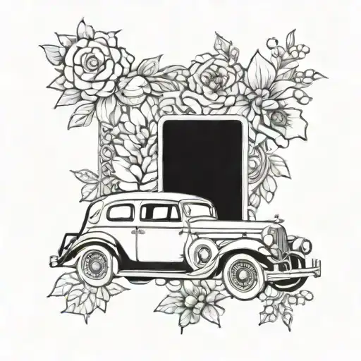 Combine A Vintage Car With Intricate Floral Patterns