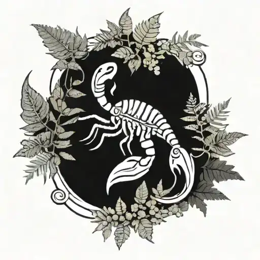 Scorpion Surrounded By Ferns
