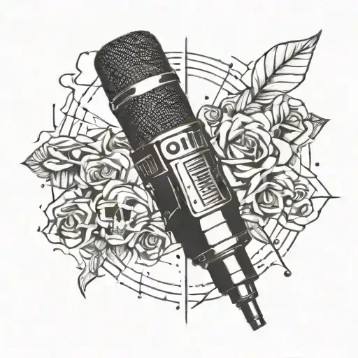 Incorporate A Microphone And Bullet Shell Design With Subtle Btr And Diamond Elements