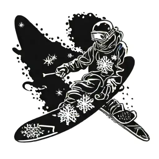 Snowboard With Katana And Snow Flakes For Wrist