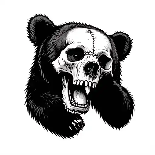 Bear Eating A Skull