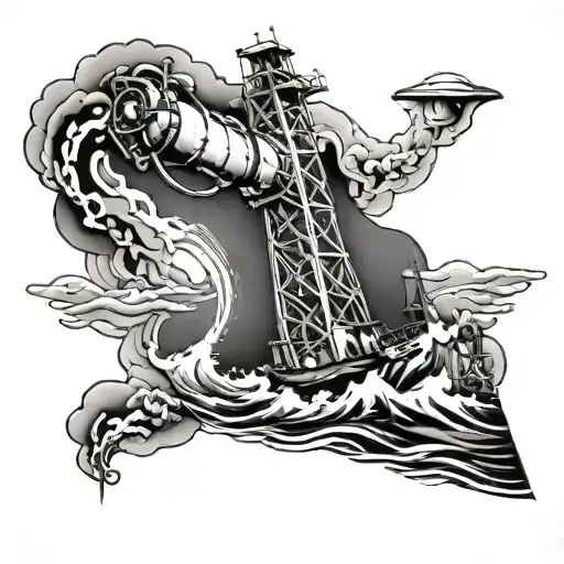 Drilling Rig And Ocean Full Sleeve