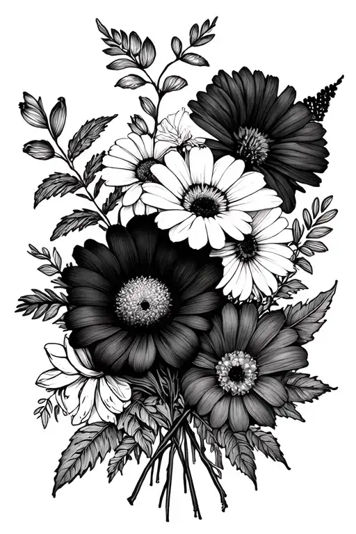 Bouquet Of Birth Flowers October September February April March And June