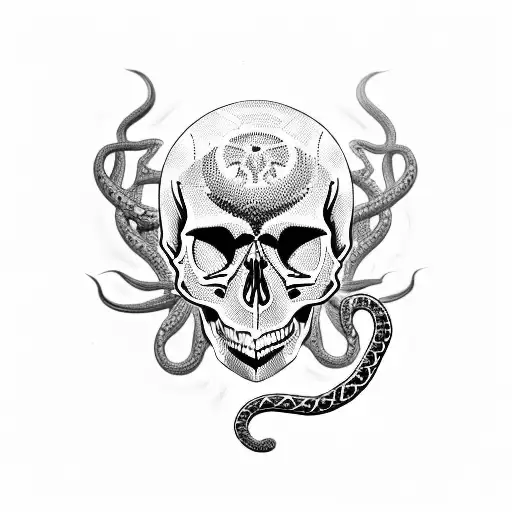 Skull With Snakes Coming Out Of It