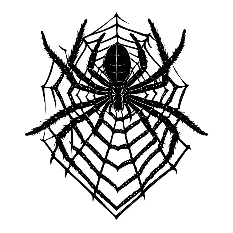 Spiderweb And Blackwidow Spider Weaving A Web