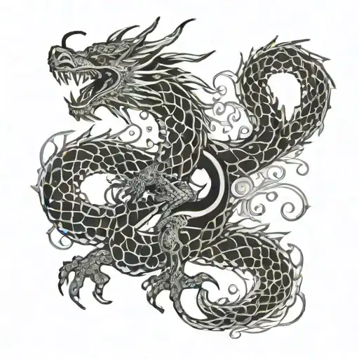 A Dragon Made Of Various Gemstones And Jewels In A Japanese-inspired Setting