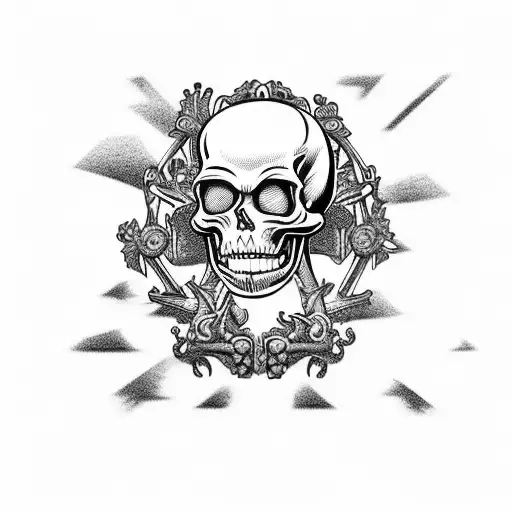 Black And White 70S Style Cartoon Skeletons In A Graveyard But Several Skeletons