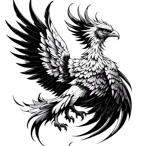 A Phoenix With Deployed Wings