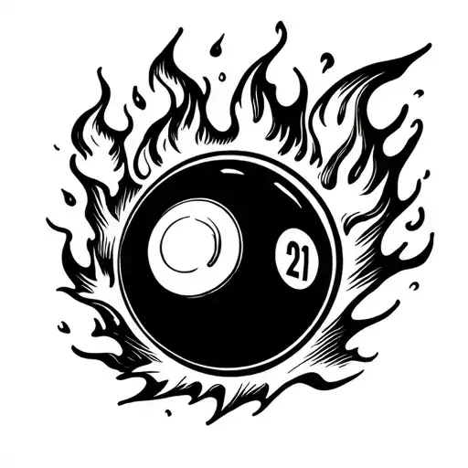 21 Pool Ball On Fire