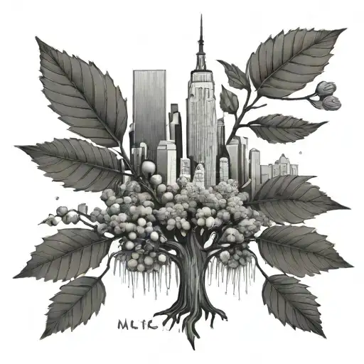 Oak Tree Rising From Acorns With The Nyc Skyline In The Background