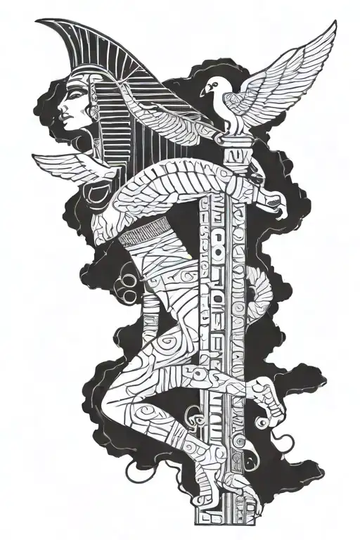 Full Leg Sleeve Of Ancient Egyptian Artefacts