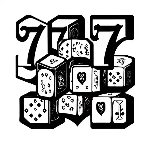 Numbers 777 In Beautiful Font And Sides Playing Cubes