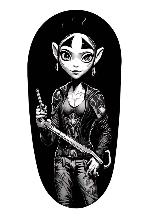 Psychonauts Video Game Themed Tattoo Design Featuring Razputin Aquato