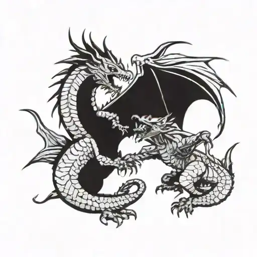 A Fierce Dragon Battling A Warrior In An Epic Fight Scene