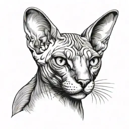 Sphynx Cat Looks Forward Menacingly From The Front