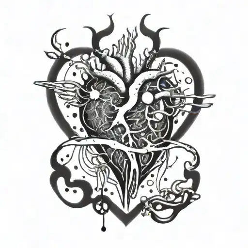 Heartbeat Line Morphing Into A Liver With Cancer Cells Being Attacked By Paramedic Symbols