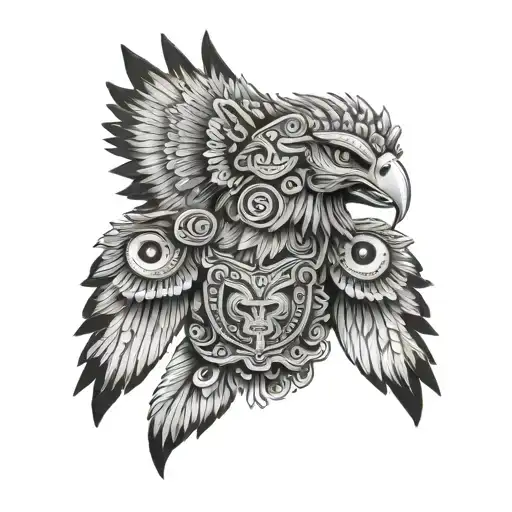 Aztec Eagle Warrior With Spread Wings