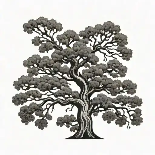 Oak Tree In Black And White