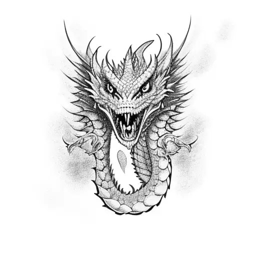 Full Left Arm Sleeve Up To Behind Left Ear Dragon With Fire