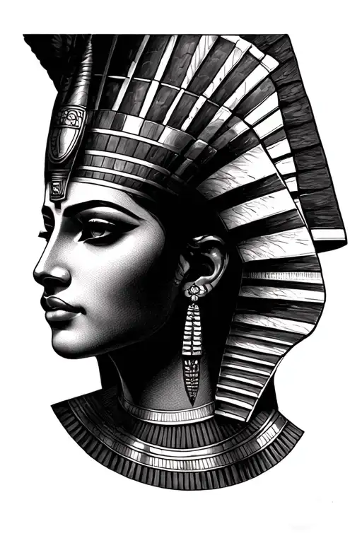 Egyptian Tattoo Of A Vailed Woman Face