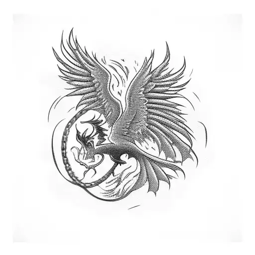 Phoenix Bird In Flames Breaking Chains