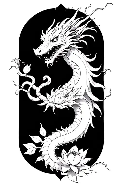 Dragon And Lotos Flower