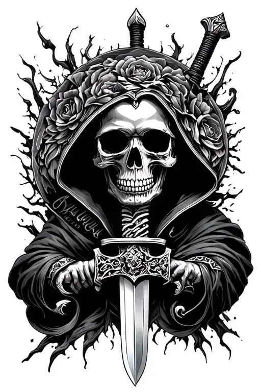 Skull With Cover And Sword