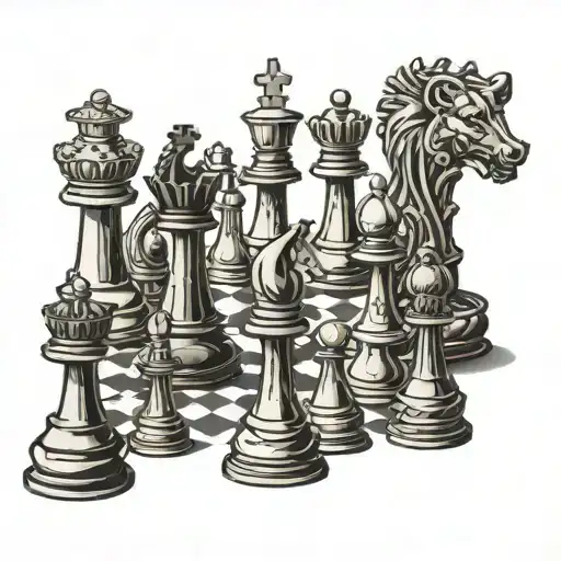 Chess Pieces Arranged In A Unique Pattern Symbolizing Strategic Thinking And Planning